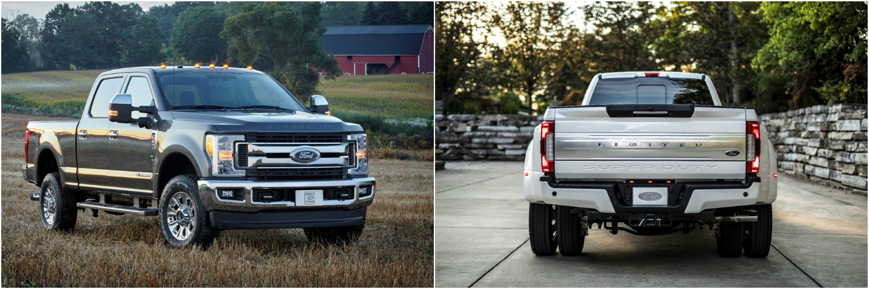 front and back views of a used Ford Super Duty truck
