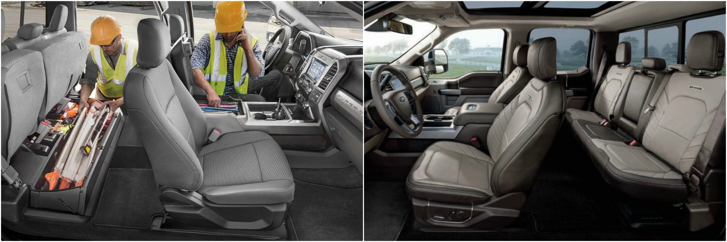 the interior design and seating of used Ford Super Duty Trucks