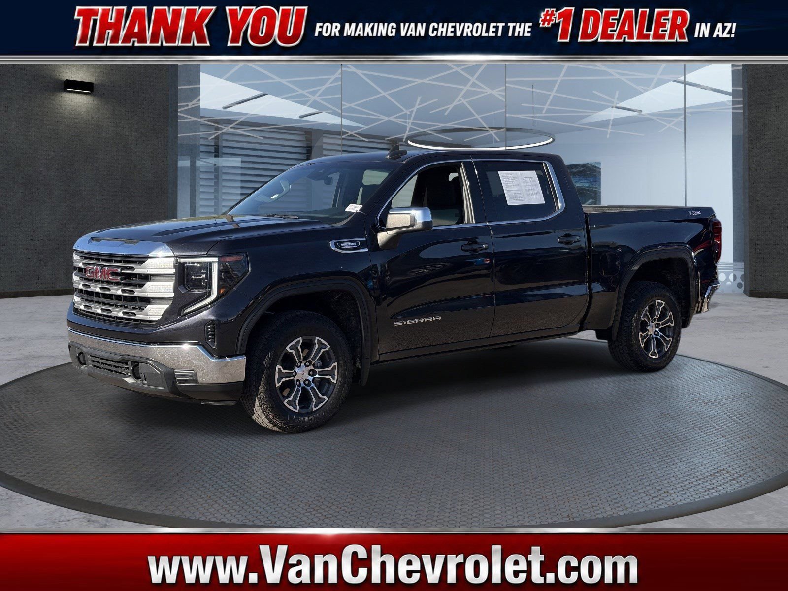 Titanium Rush Metallic 2023 GMC Sierra 1500 SLE Crew Cab 4WD Pickup Truck Four-Wheel Drive Automatic