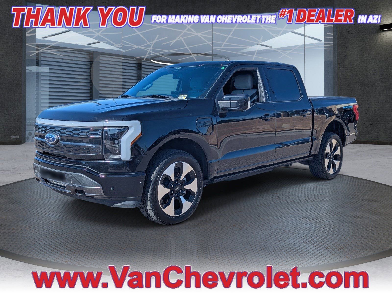 Black 2023 Ford F-150 Lightning Platinum SuperCrew AWD Pickup Truck All-Wheel Drive Automatic