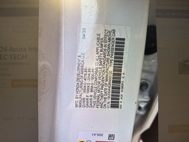 Used 2024 Platinum White Pearl Acura A-Spec Tech Package image 12