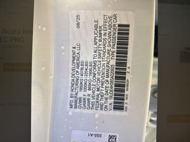 Used 2025 Platinum White Pearl Acura A-Spec Package image 12
