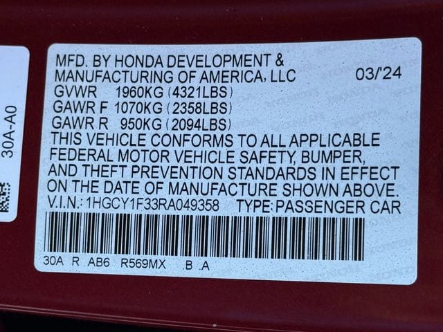 Used 2024 Radiant Red Metallic Honda EX image 30