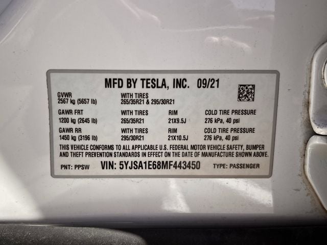 Used 2021 Pearl White Multi-Coat Tesla Plaid image 32