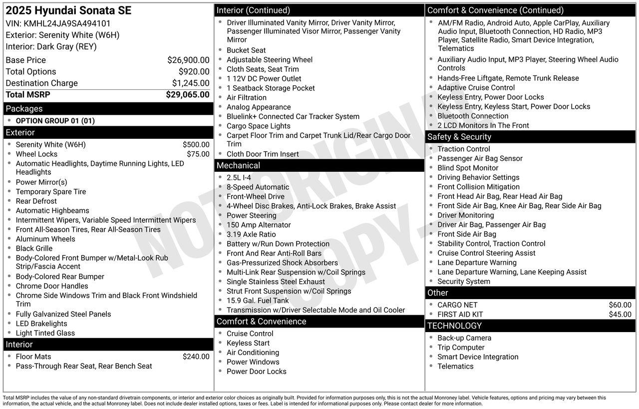 New 2025 W6H White Hyundai SE image 7
