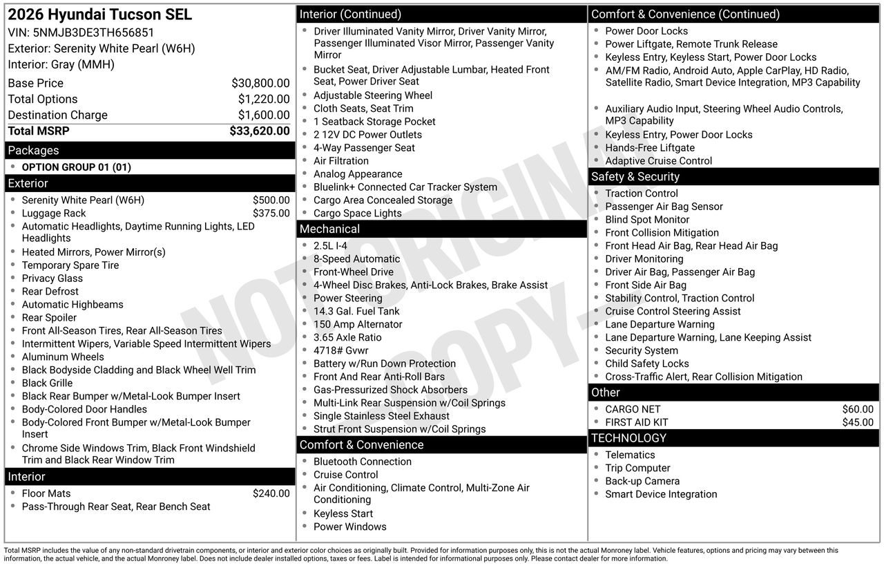 New 2026 Serenity White Pearl Hyundai SEL FWD image 7