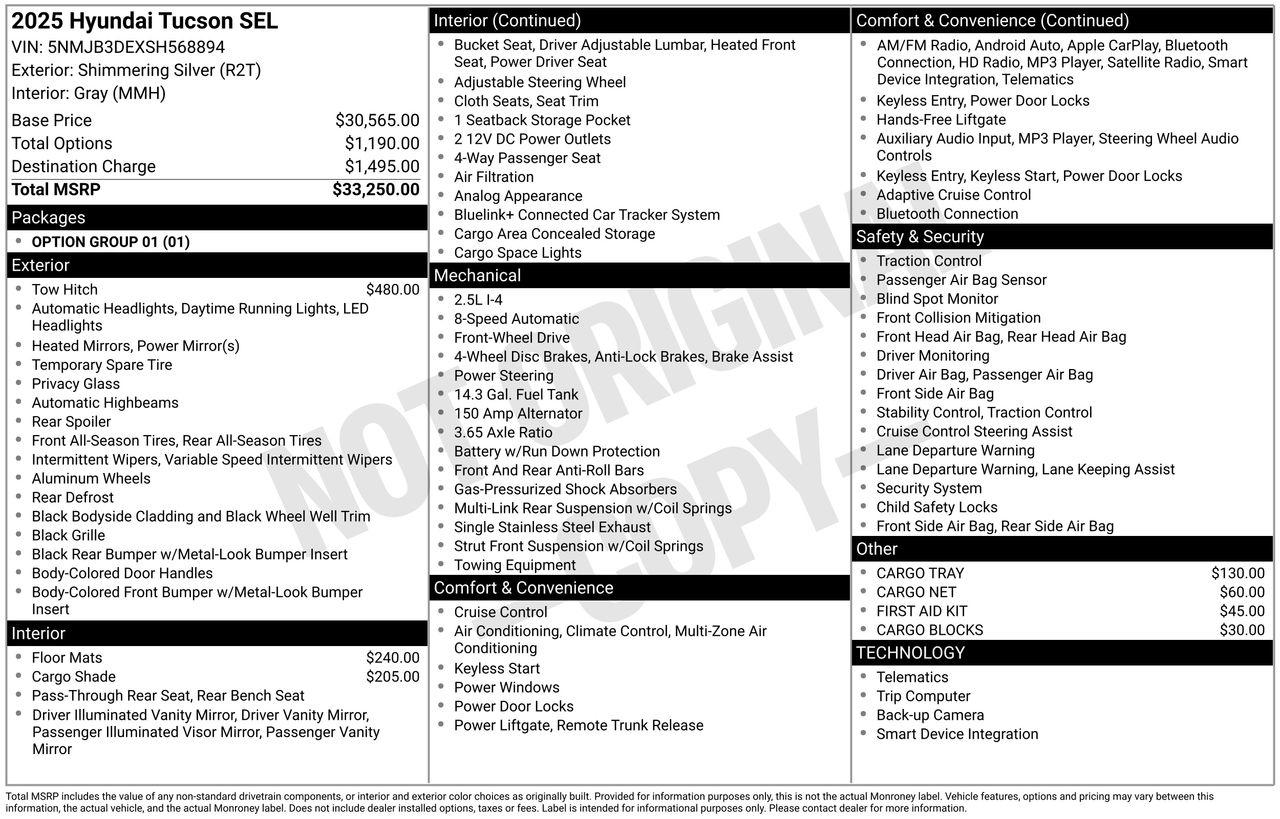 New 2025 Shimmering Silver Hyundai SEL FWD image 7