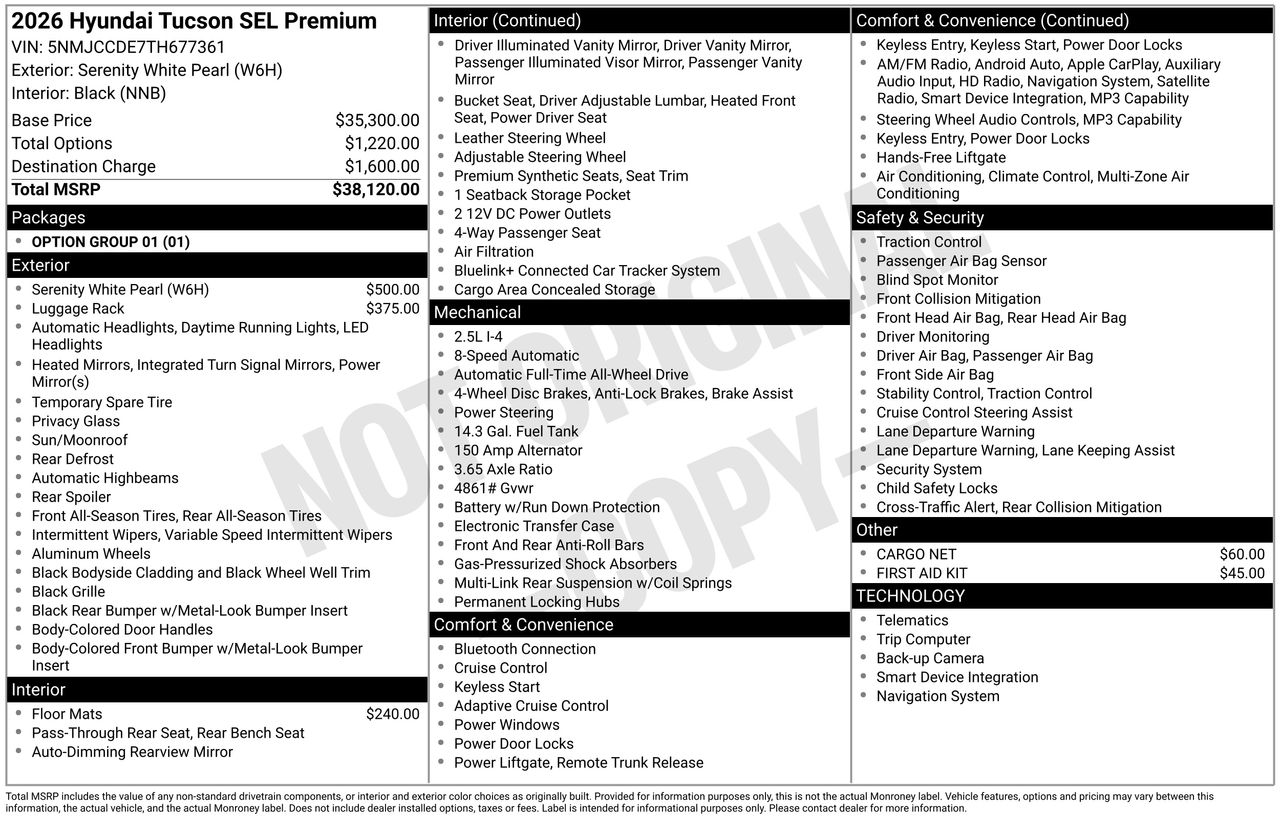 New 2026 Serenity White Pearl Hyundai SEL Premium AWD image 7