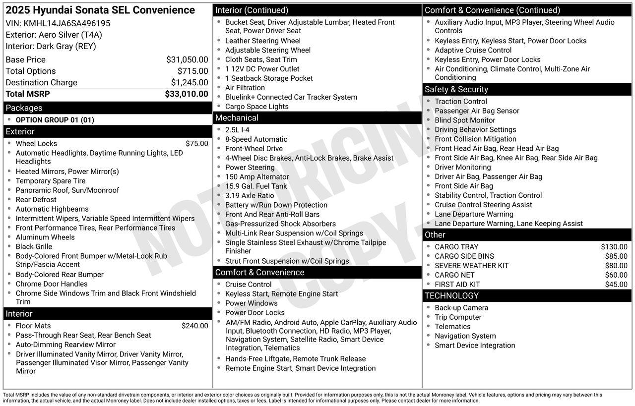 New 2025 T4A Silver Hyundai SEL Convenience image 7