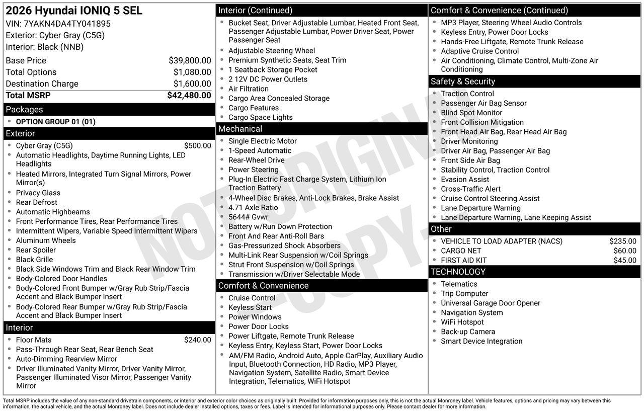 New 2026 C5G Gray Hyundai SEL image 7