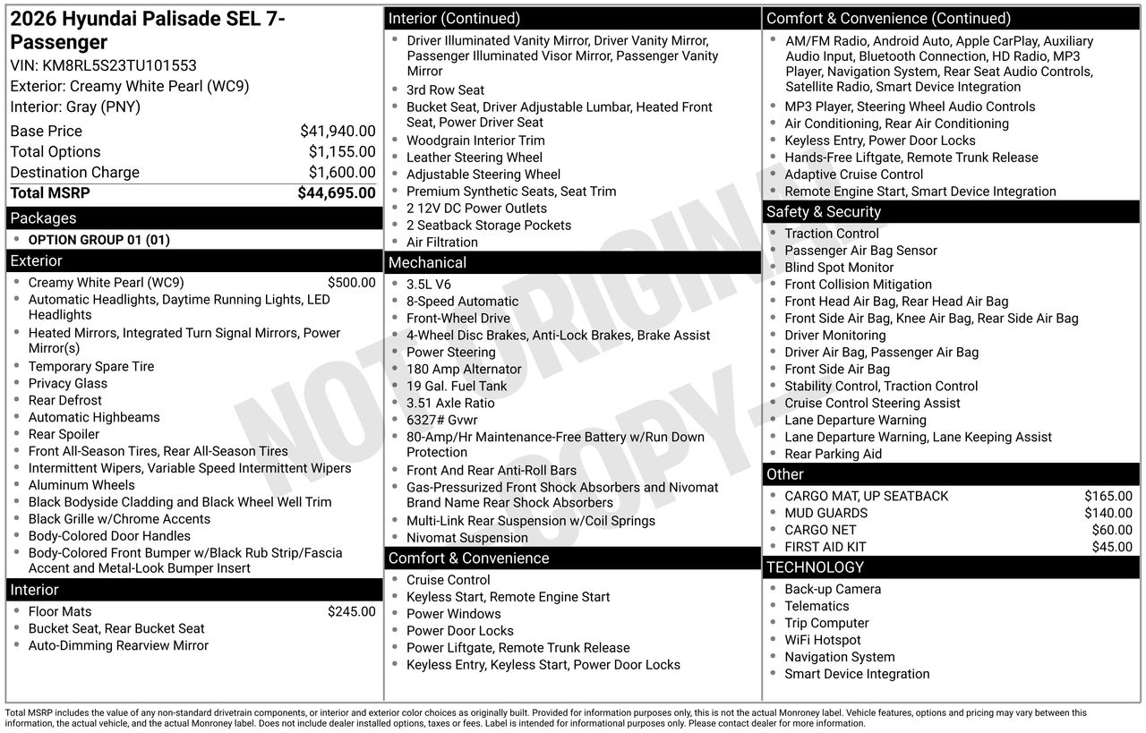 New 2026 Creamy White Pearl Hyundai SEL FWD image 7