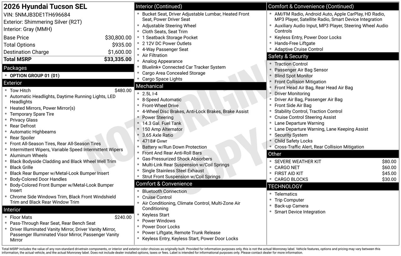 New 2026 Shimmering Silver Hyundai SEL FWD image 7