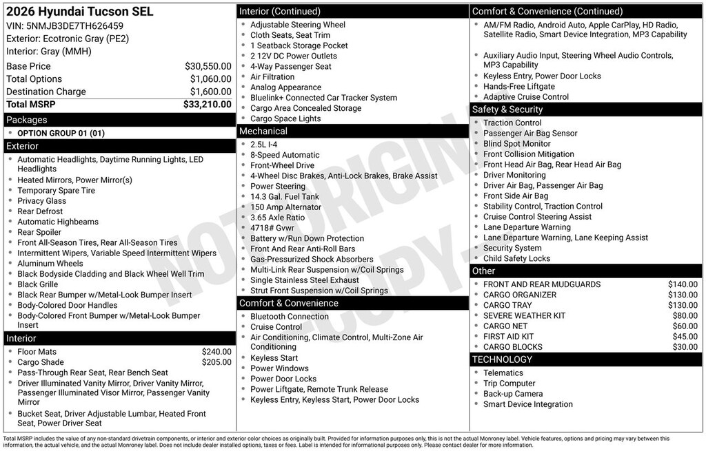 New 2026 Hyundai Tucson SEL FWD SUV