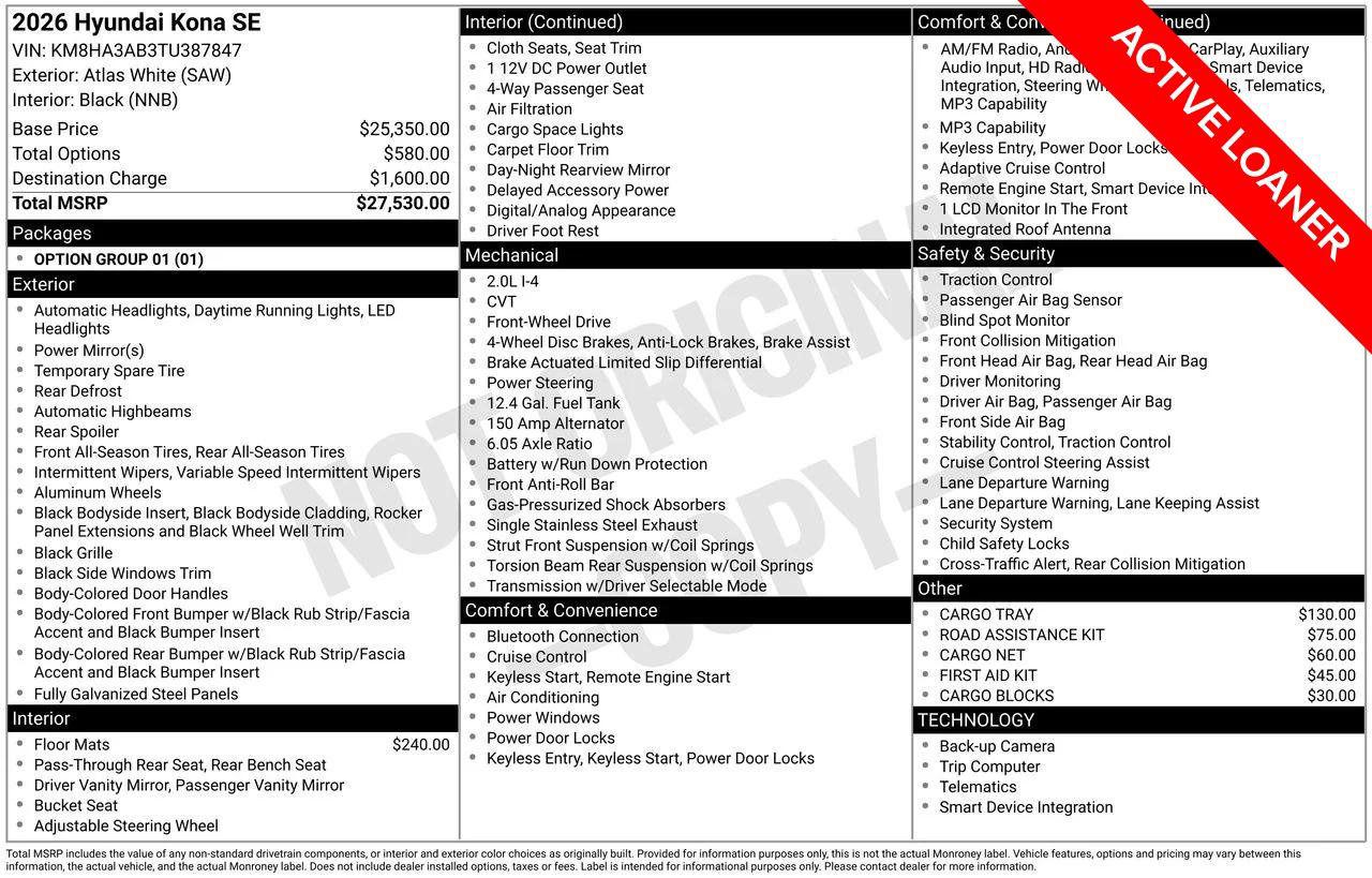 New 2026 SAW White Hyundai SE FWD image 33