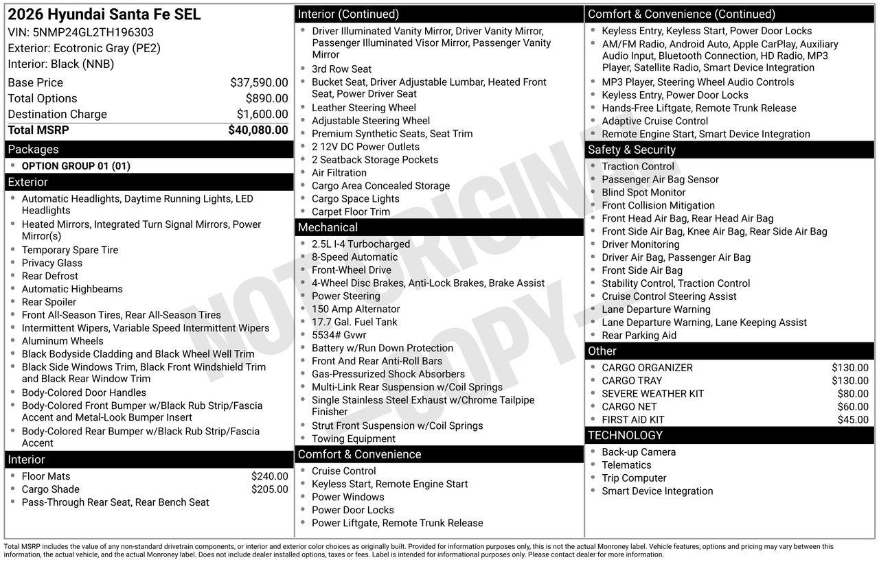 New 2026 PE2 Gray Hyundai SEL FWD image 7
