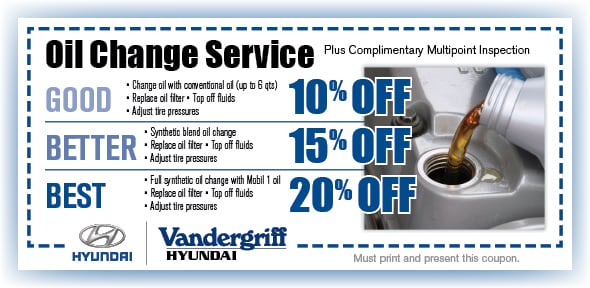 Hyundai coupons sale for oil change