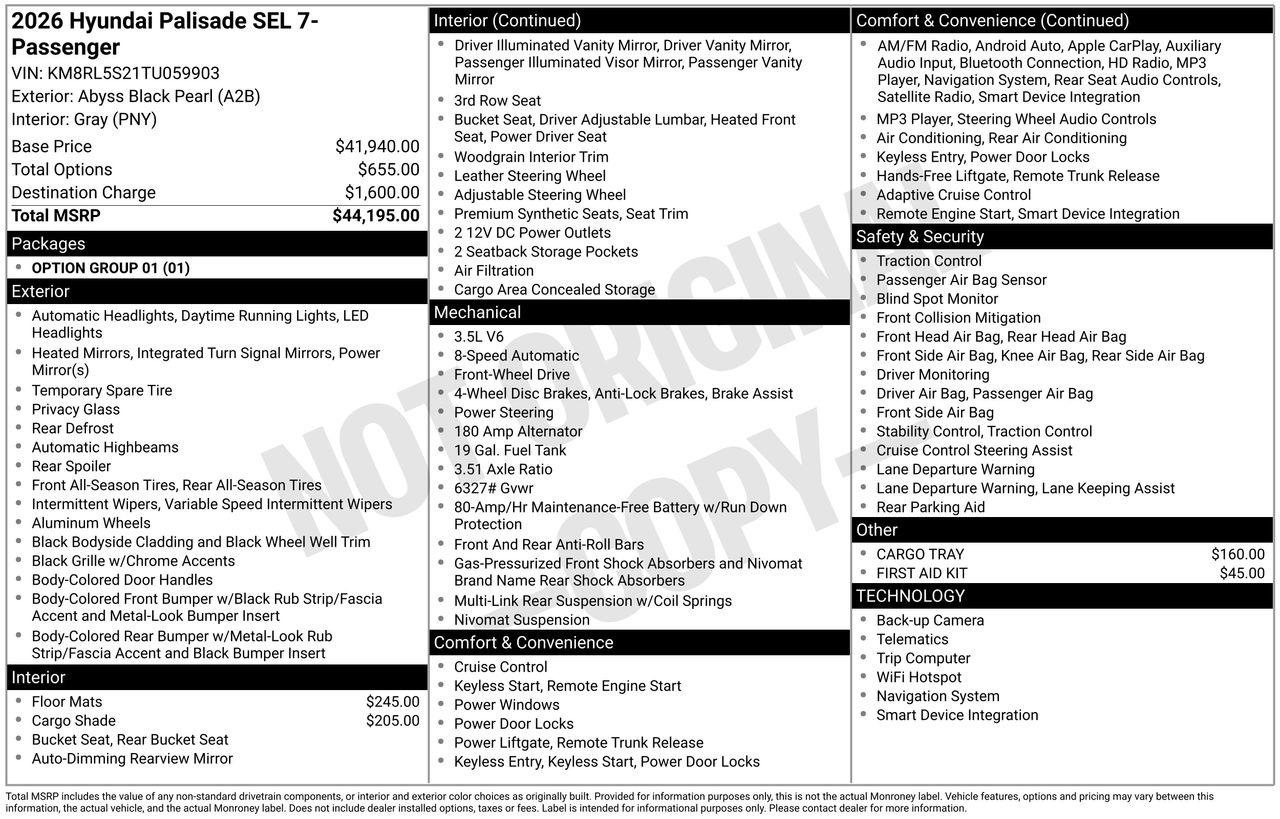 New 2026 Abyss Black Pearl Hyundai SEL FWD image 7