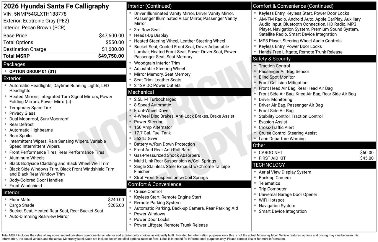 New 2026 Ecotronic Gray Hyundai Calligraphy FWD image 7