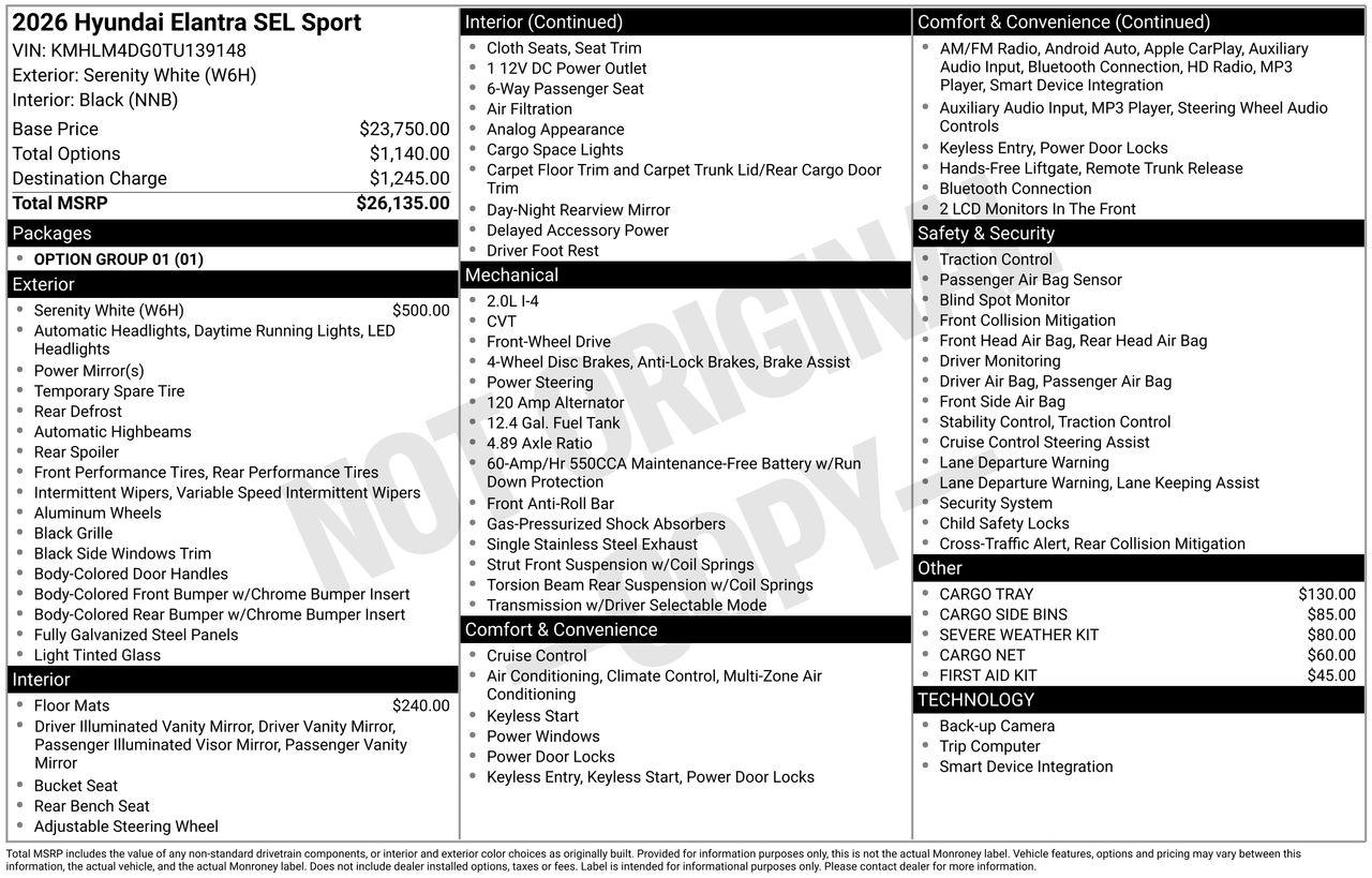 New 2026 Serenity White Hyundai SEL Sport image 7