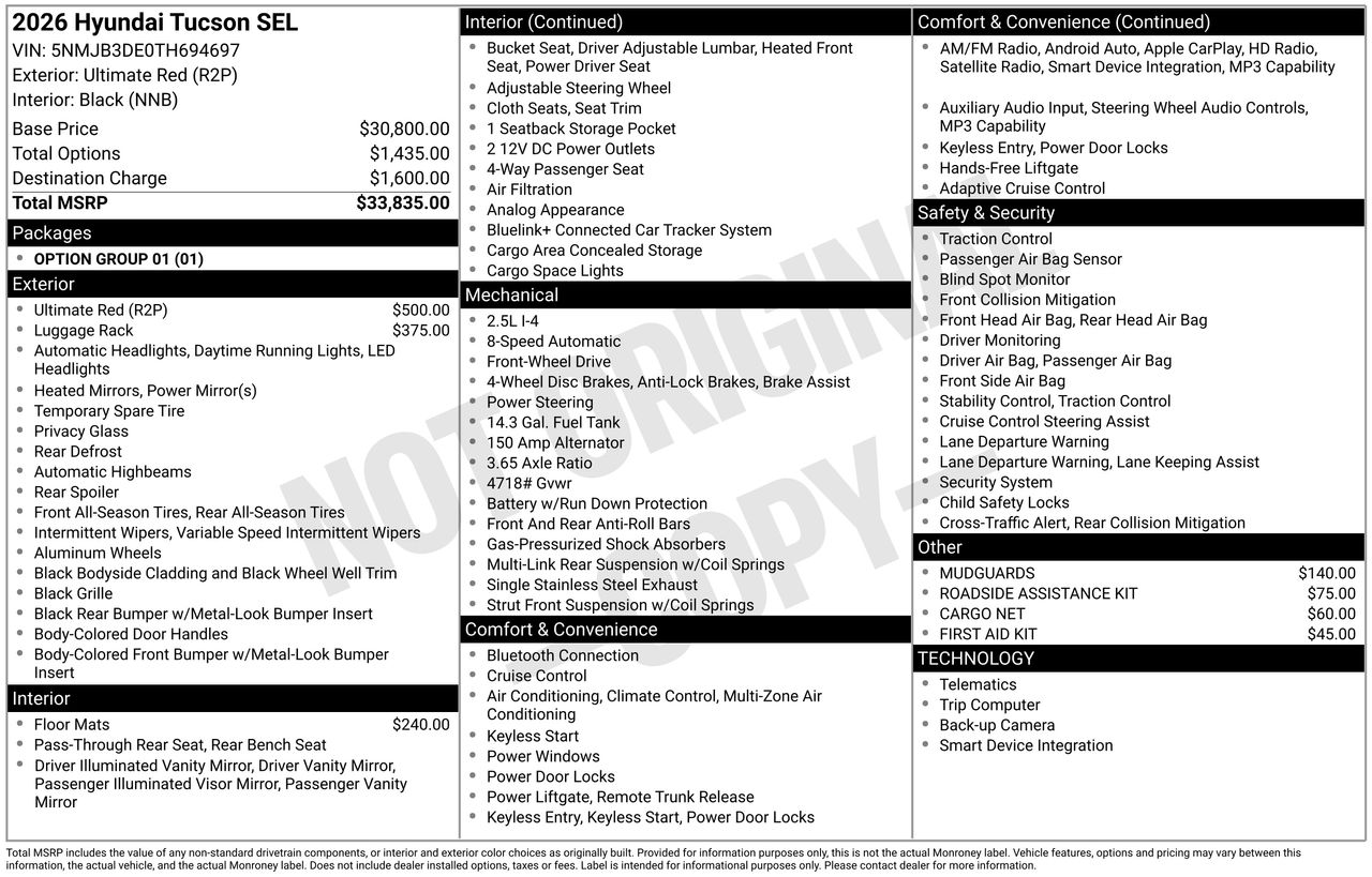 New 2026 Ultimate Red Hyundai SEL FWD image 7