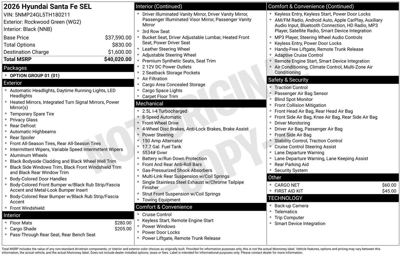 New 2026 WG2 Green Hyundai SEL FWD image 7