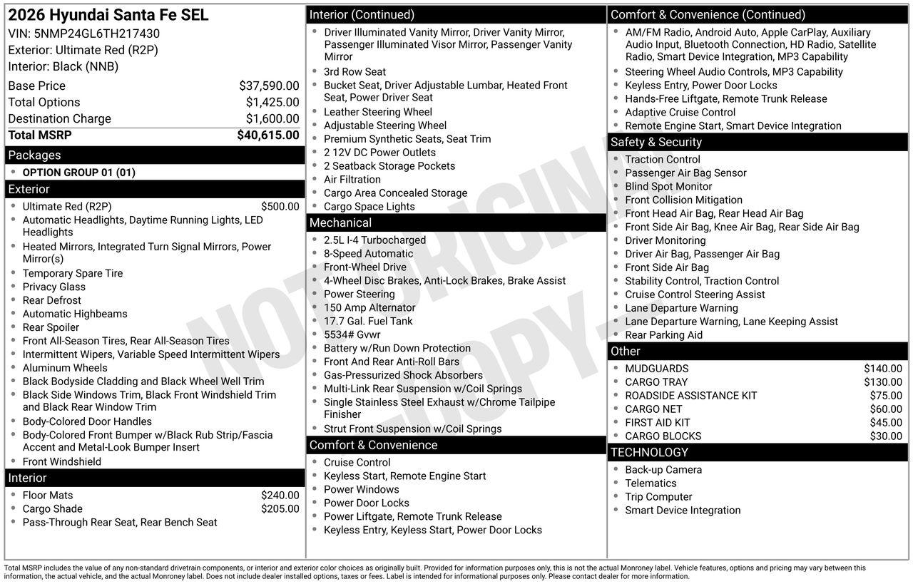 New 2026 Ultimate Red Hyundai SEL FWD image 7