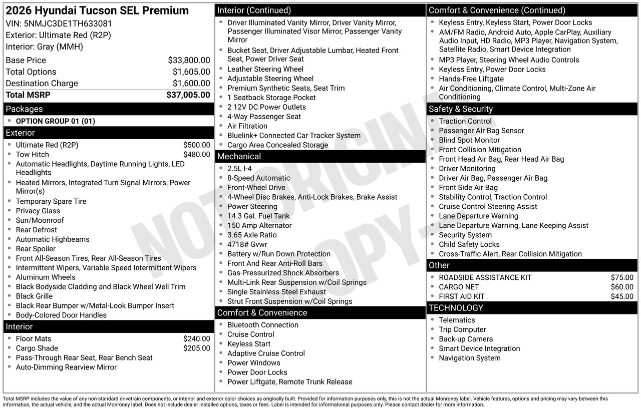 New 2026 Ultimate Red Hyundai SEL Premium FWD image 7
