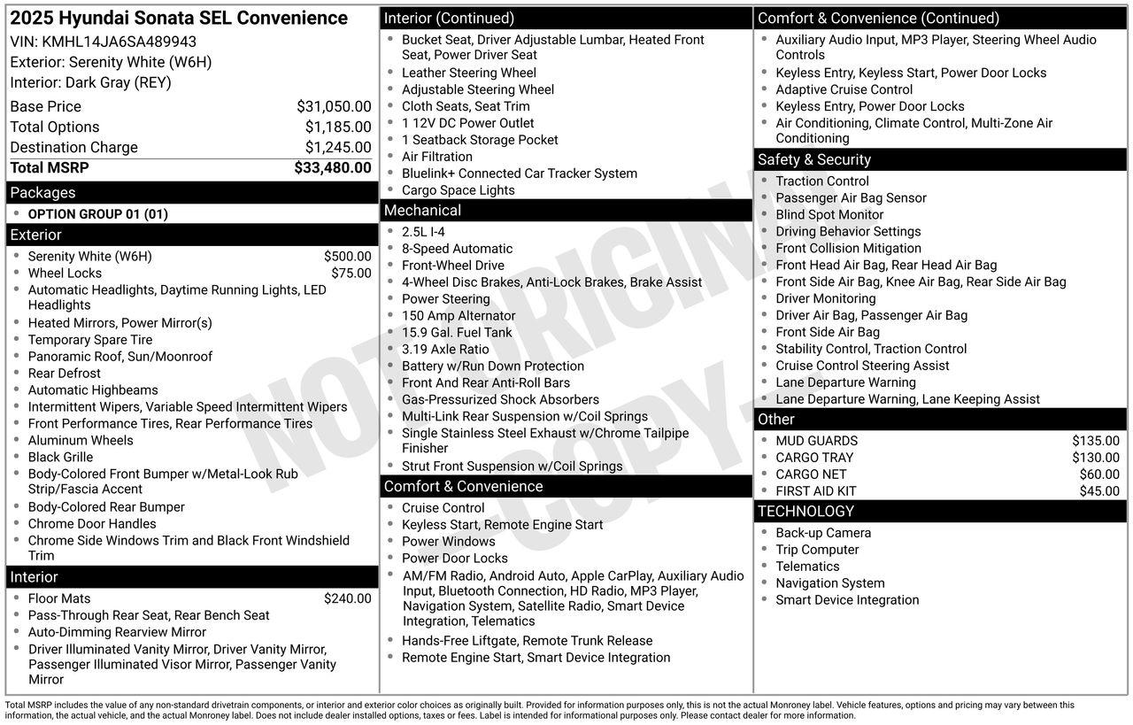 New 2025 W6H White Hyundai SEL Convenience image 7