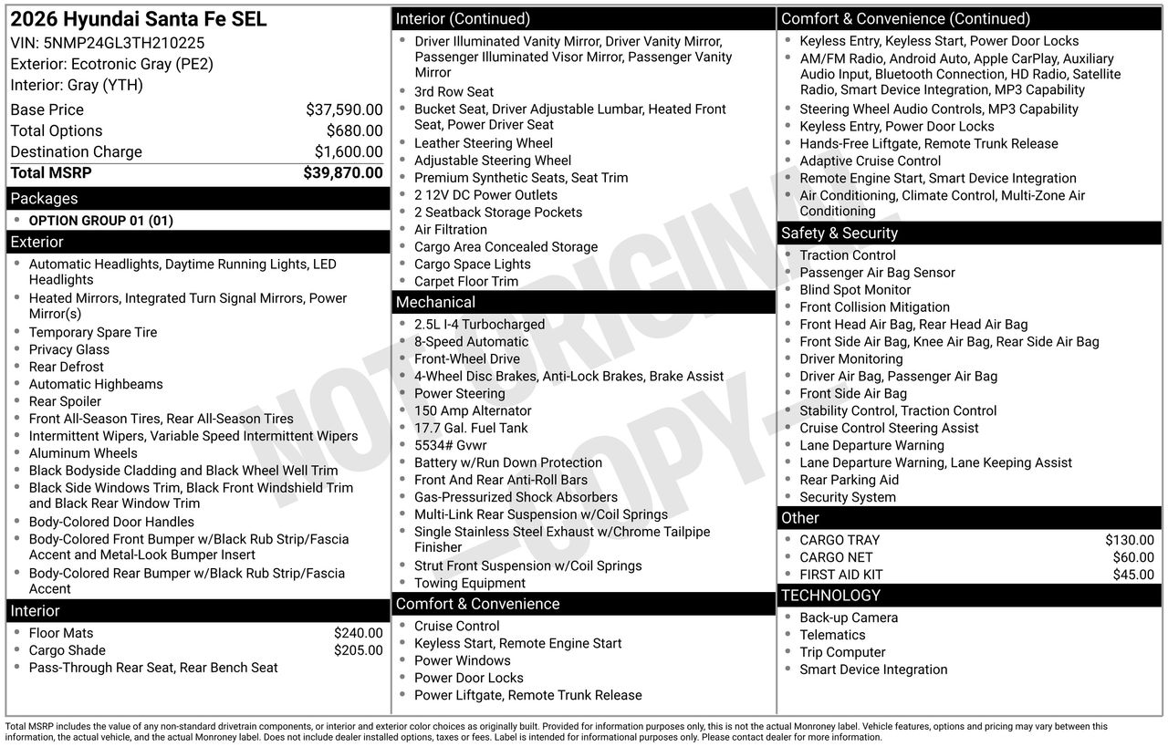 New 2026 Ecotronic Gray Hyundai SEL FWD image 7