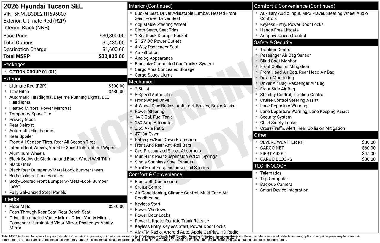 New 2026 Ultimate Red Hyundai SEL FWD image 7
