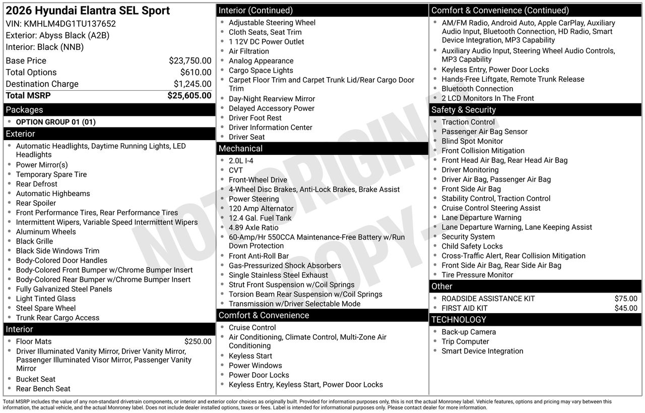 New 2026 Abyss Black Hyundai SEL Sport image 7