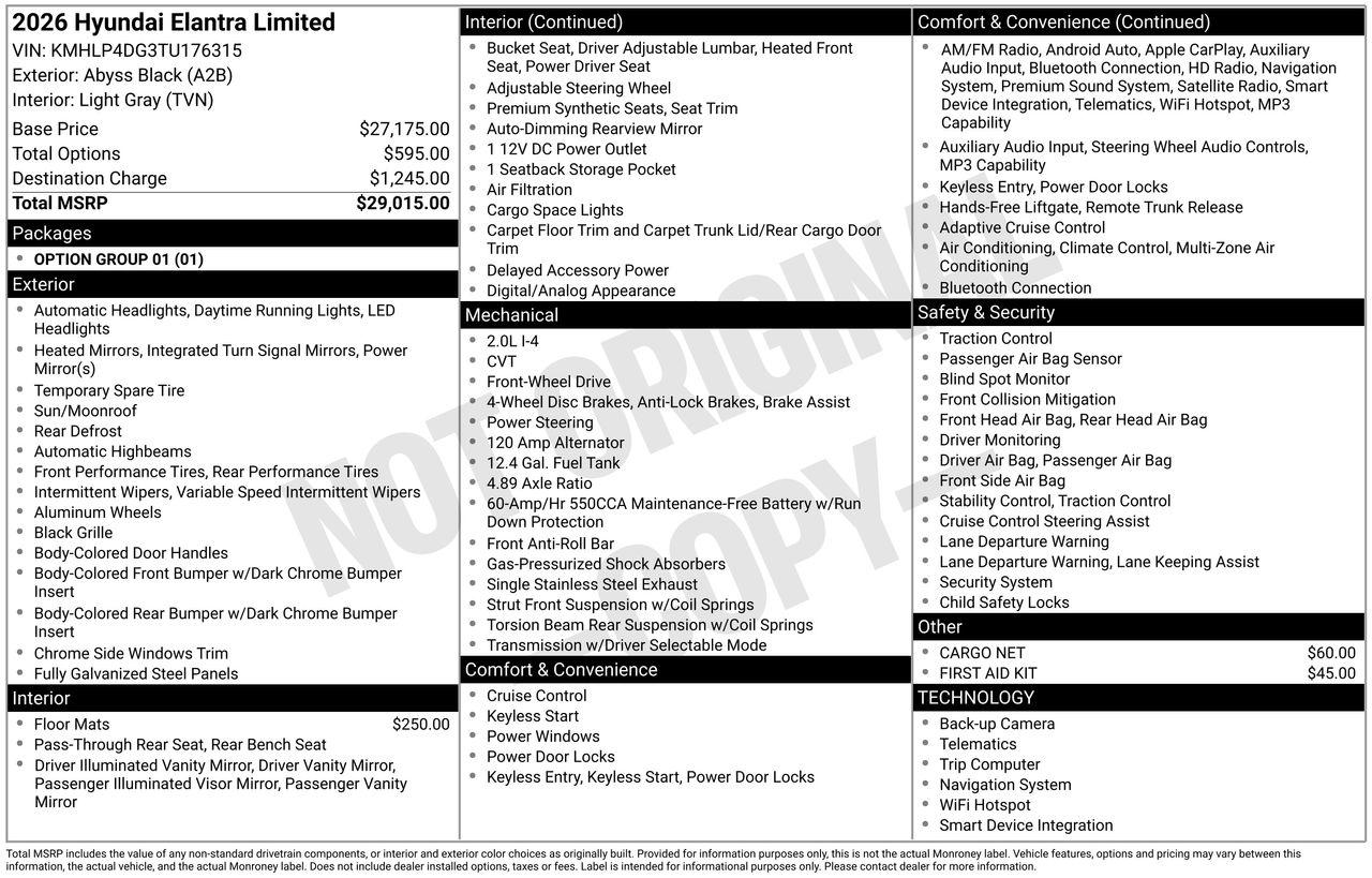 New 2026 Abyss Black Hyundai Limited image 7