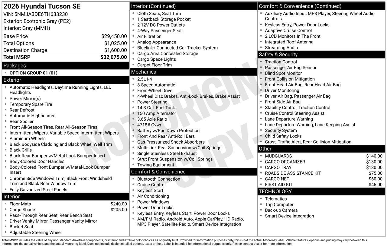 New 2026 PE2 Gray Hyundai SE FWD image 7