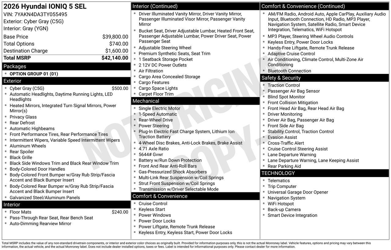 New 2026 C5G Gray Hyundai SEL image 7