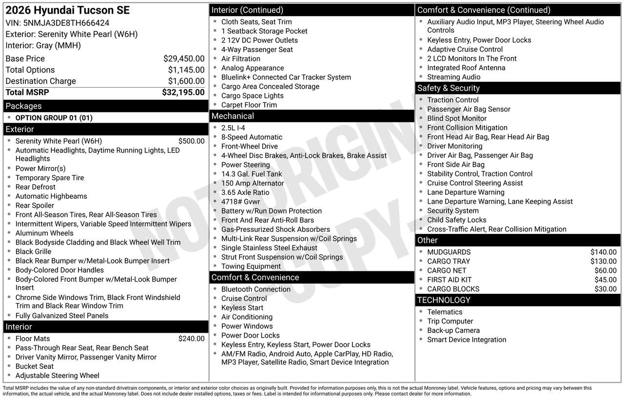 New 2026 Serenity White Pearl Hyundai SE FWD image 7