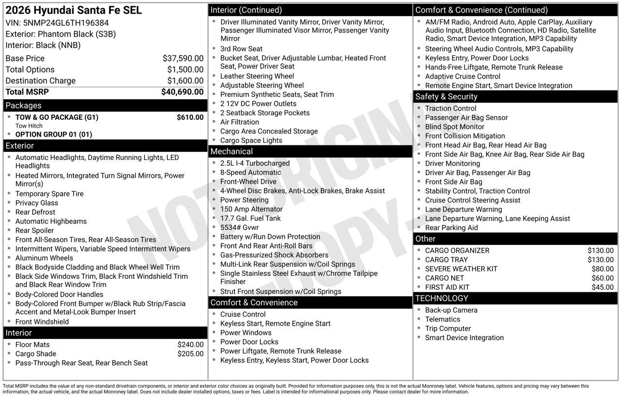 New 2026 Phantom Black Hyundai SEL FWD image 7
