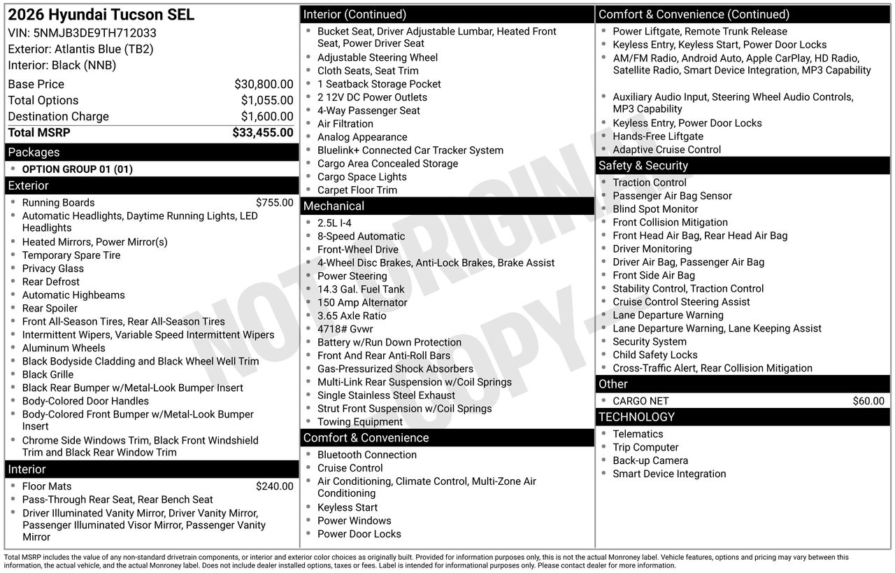 New 2026 Atlantis Blue Hyundai SEL FWD image 7
