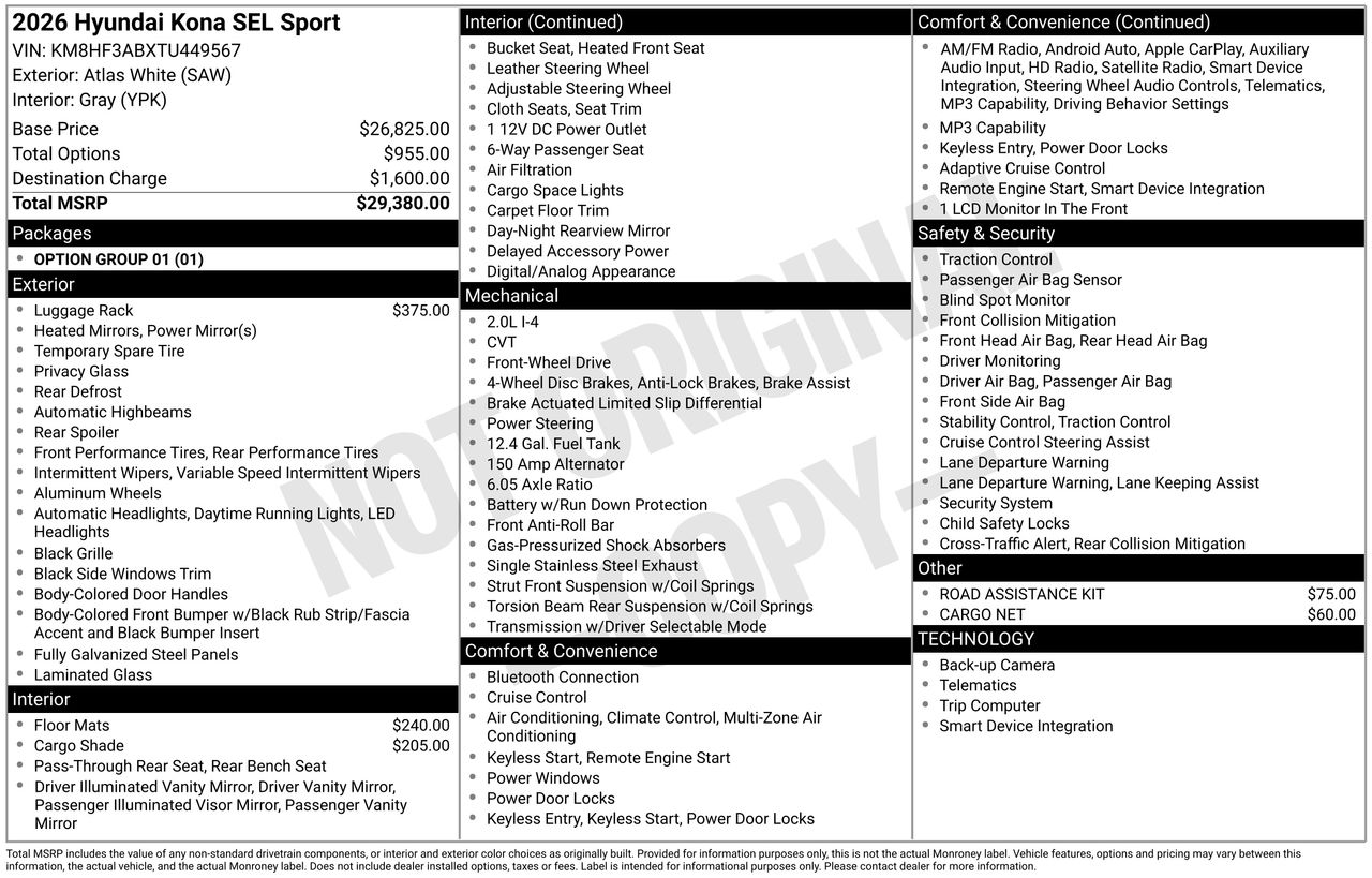 New 2026 Atlas White Hyundai SEL Sport FWD image 7