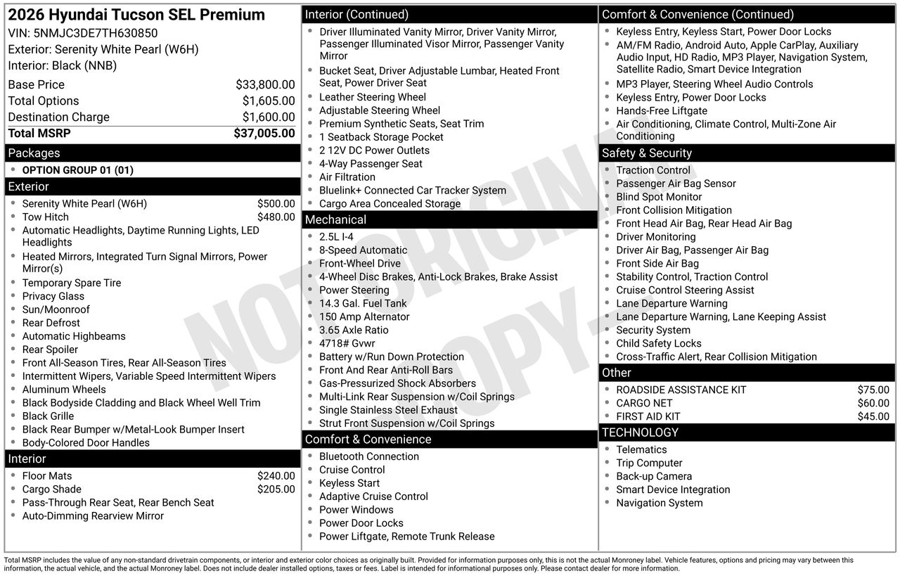 New 2026 Serenity White Pearl Hyundai SEL Premium FWD image 7
