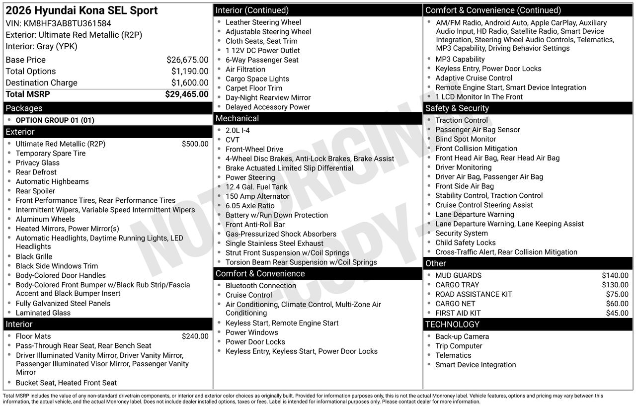 2026 Hyundai Kona SEL Sport - Photo 7