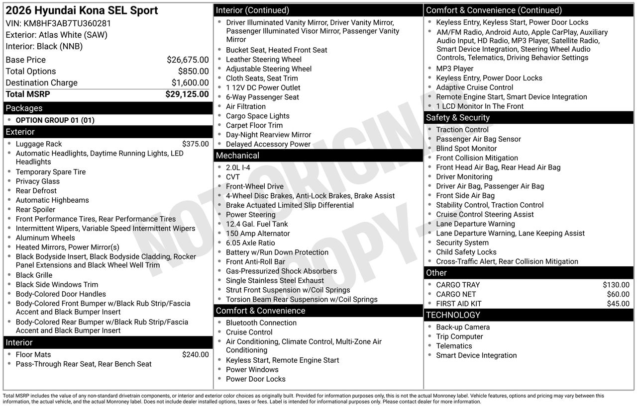 2026 Hyundai Kona SEL Sport - Photo 7