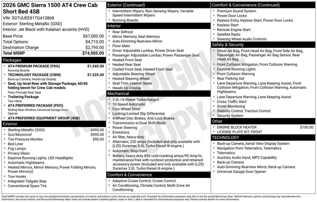 New 2026 GMC Sierra 1500 AT4 Truck