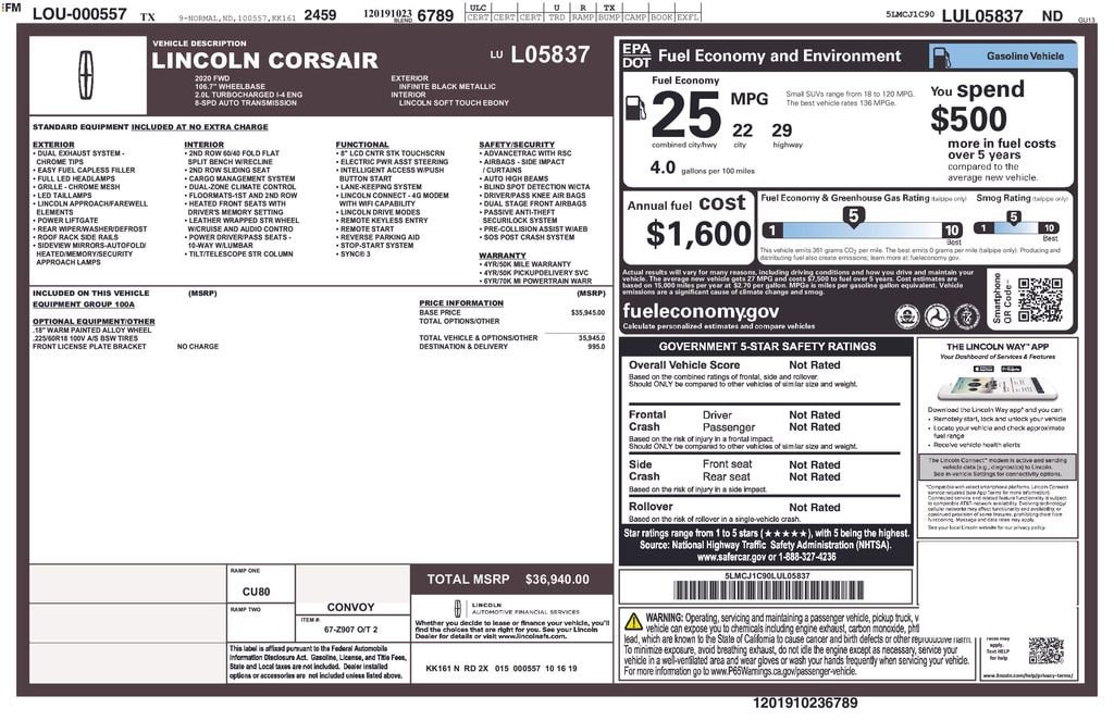 2020 Lincoln Corsair FWD's photo