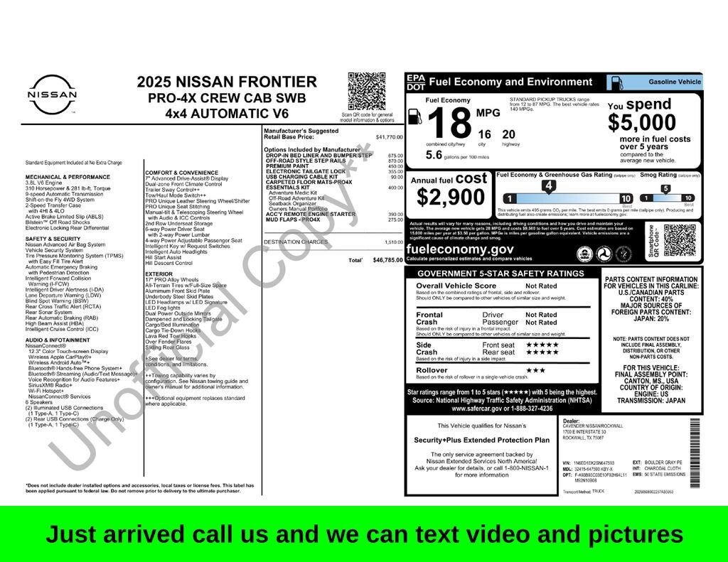 Used 2025 Nissan Frontier Crew Cab PRO-4X 4x4 Truck