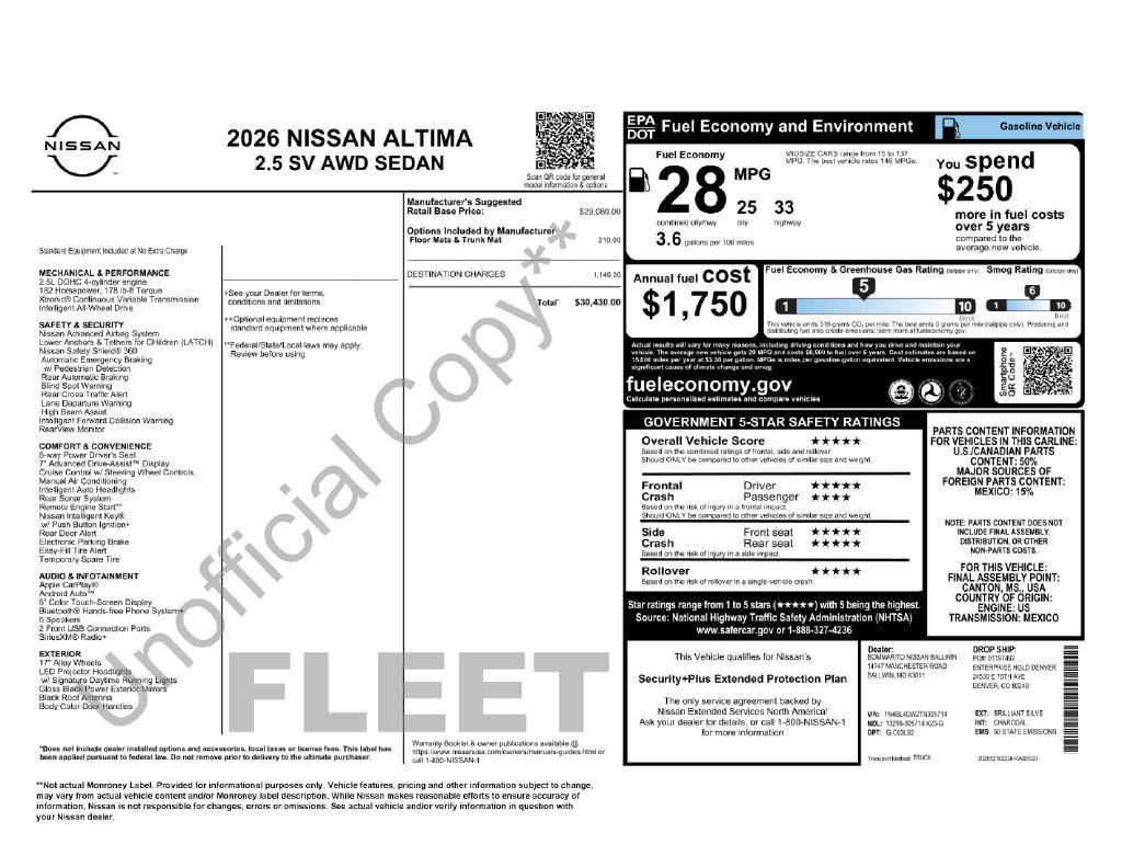 Used 2026 Nissan Altima SV