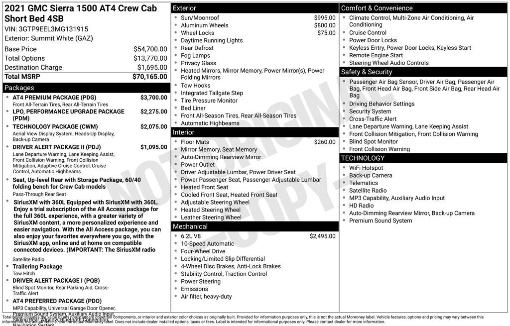 Used 2021 GMC Sierra 1500 AT4 Truck