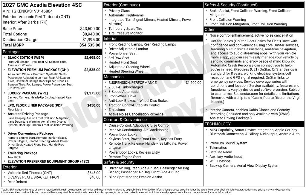2027 GMC Acadia Elevation - Photo 36