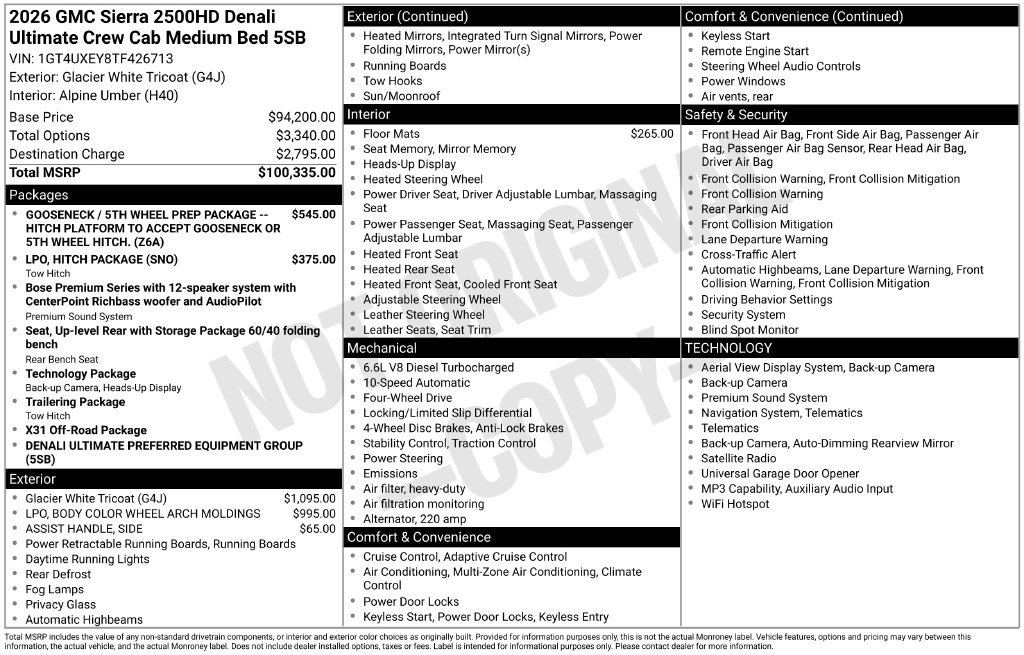 New 2026 GMC Sierra 2500 HD Denali Ultimate Truck