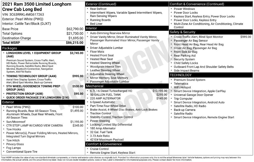 Used 2021 Ram 3500 Limited Longhorn Crew Cab 4x4 8 Box Truck