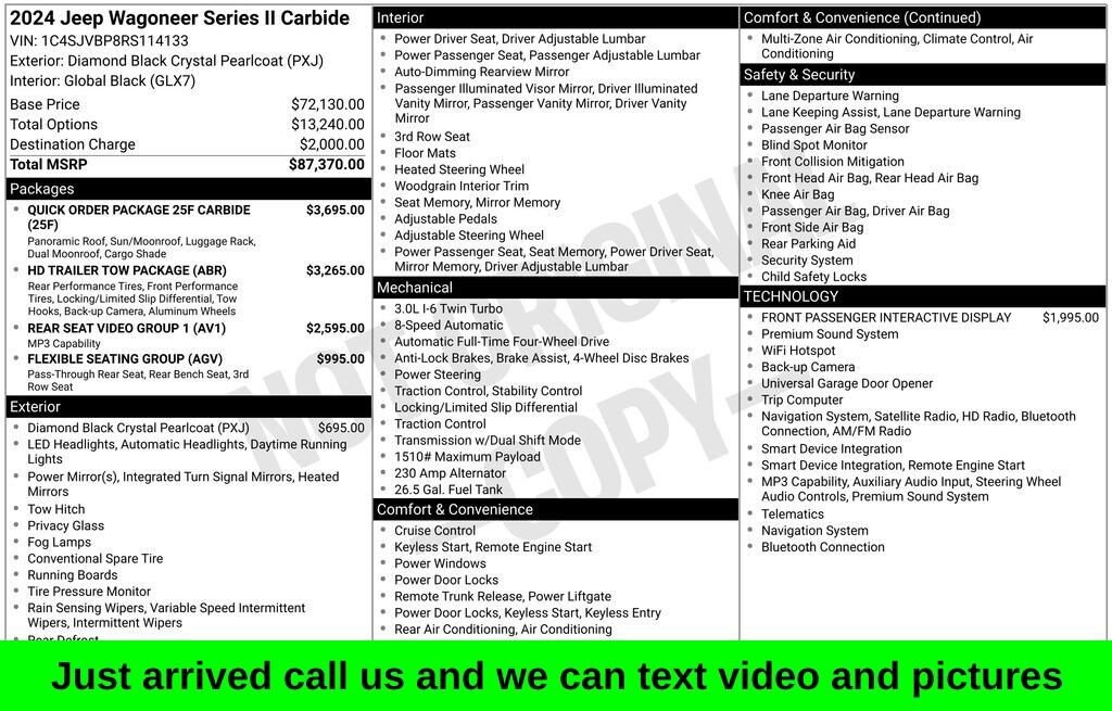 Used 2024 Jeep Wagoneer Series II Carbide 4x4 SUV
